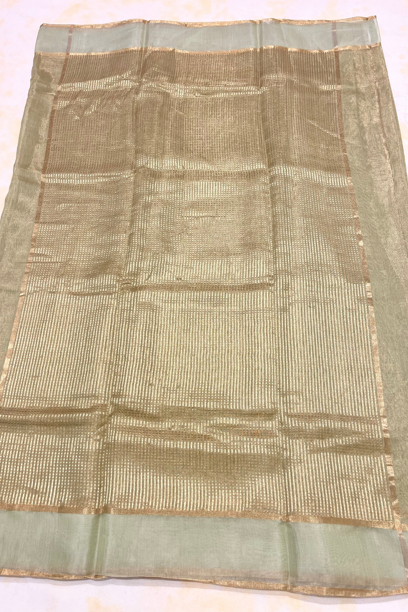 HOV Handloom Chanderi Half Tissue Saree - Checks Pallu - 002-02-03