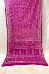 HOV Hand-Block Print Saree Small Border - 010-01