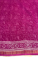 HOV Hand-Block Print Saree Small Border - 010-01