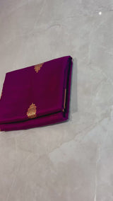 Handloom Silk Chanderi Saree - Fuldani Buta - Wine
