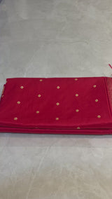 HOV EXCLUSIVE HANDLOOM KADHUA BANARASI KATAN SILK SAREE - SMALL FLOWER BUTA - RED - 122