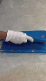 HOV HANDLOOM KADHUA BANARASI KATAN  SILK SAREE - SCALLOP BORDER - BLUE - 124