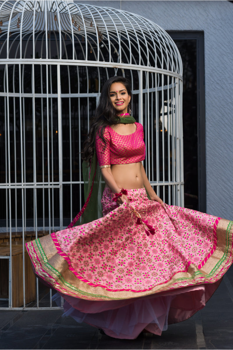 Masakali Pink Patola Lehenga - Vaarasa