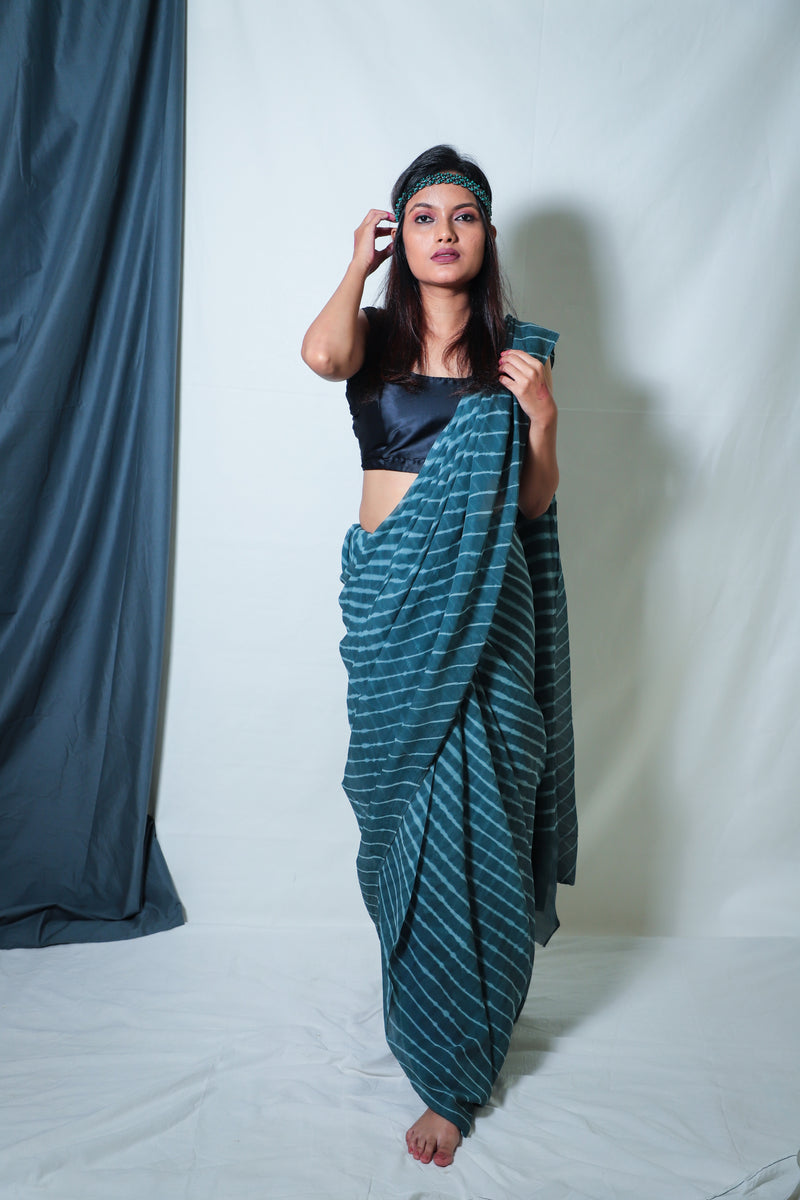 Leheriya - Grey Chiffon Saree