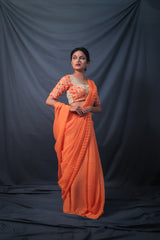 Leheriya - Orange Chiffon Saree