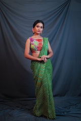 Leheriya - Green Chiffon Saree