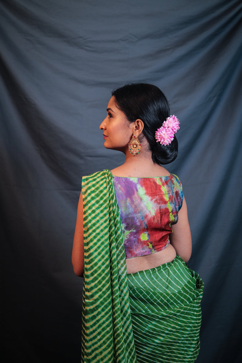 Leheriya - Green Chiffon Saree