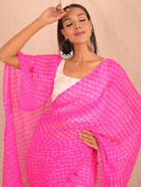 Leheriya - Fresh Pink Chiffon Saree