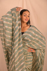 Leheriya - Warm Grey Mulberry Silk Saree