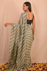 Leheriya - Warm Grey Mulberry Silk Saree