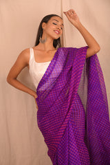 Leheriya - Purple Pink Chiffon Saree