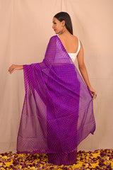 Leheriya - Purple Pink Chiffon Saree