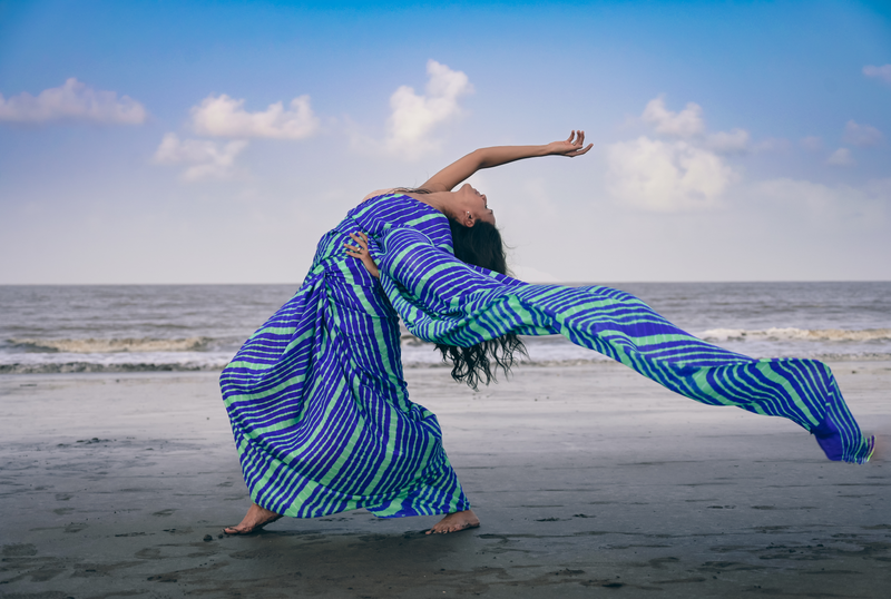 Leheriya - Blue Green Mulberry Silk Saree